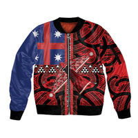 Aotearoa Iwi Ngapuhi Sleeve Zip Bomber Jacket Tuhoronuku Kite United Tribes Flag Maori Pattern