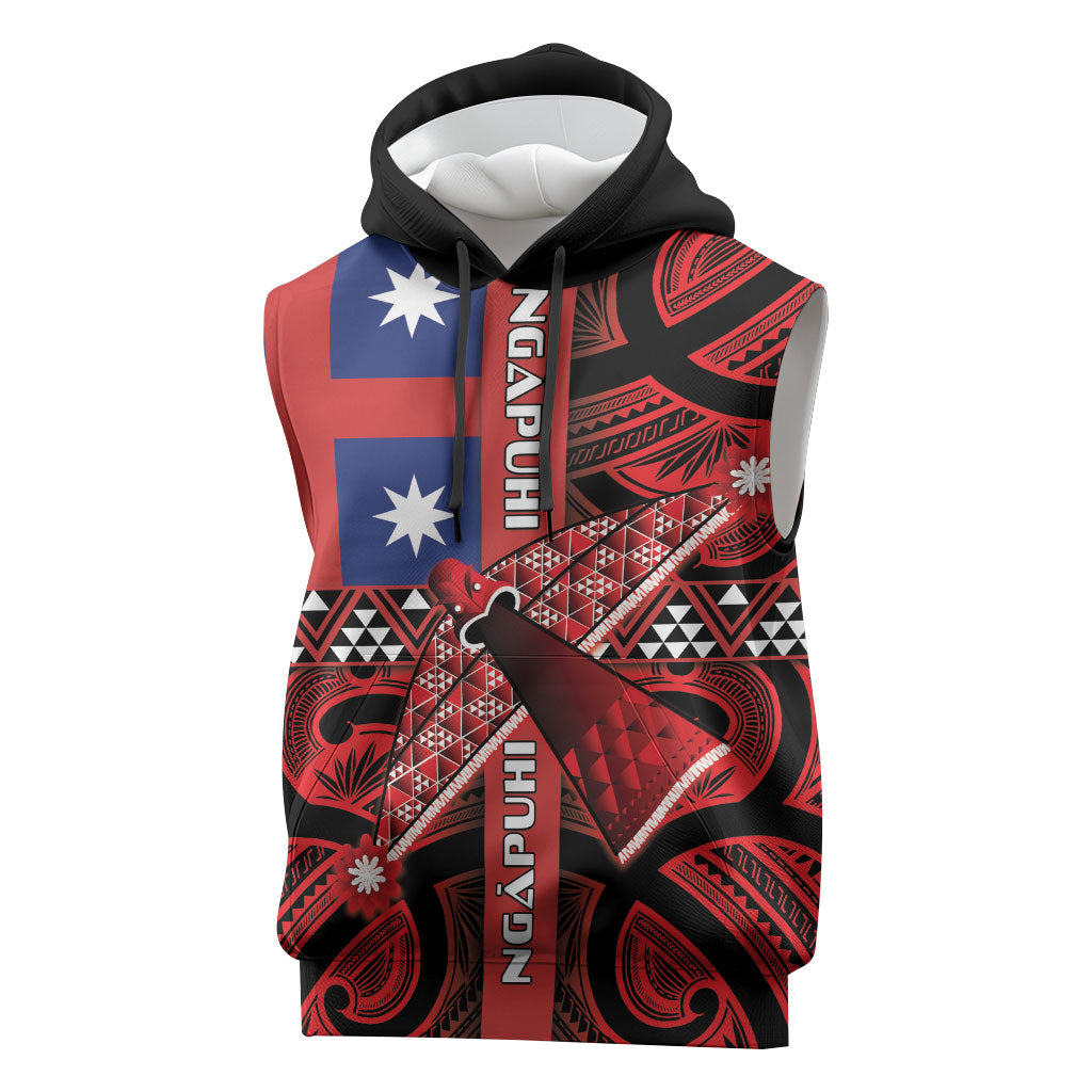 Aotearoa Iwi Ngapuhi Sleeveless Hoodie Tuhoronuku Kite United Tribes Flag Maori Pattern