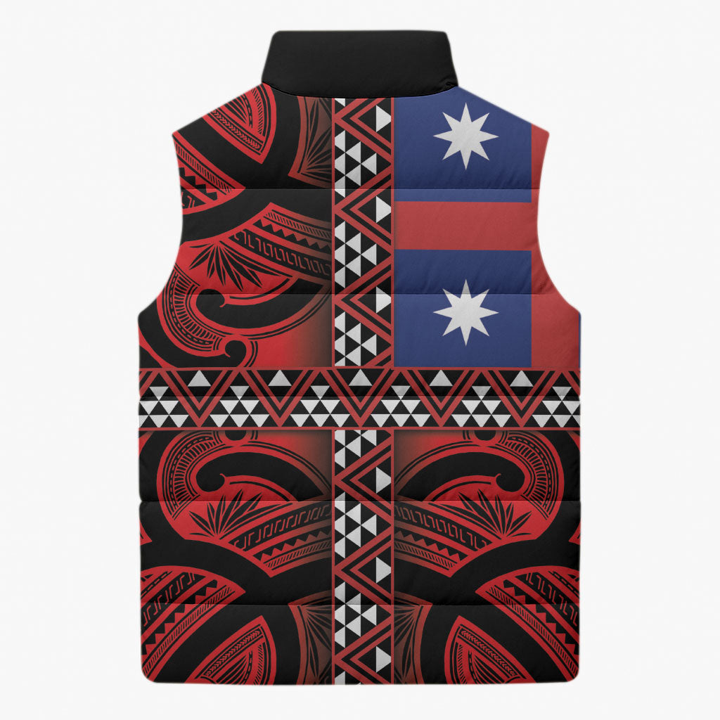Aotearoa Iwi Ngapuhi Sleeveless Puffer Jacket Tuhoronuku Kite United Tribes Flag Maori Pattern