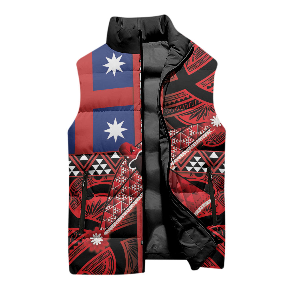 Aotearoa Iwi Ngapuhi Sleeveless Puffer Jacket Tuhoronuku Kite United Tribes Flag Maori Pattern