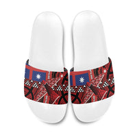 Aotearoa Iwi Ngapuhi Slide Sandals Tuhoronuku Kite United Tribes Flag Maori Pattern