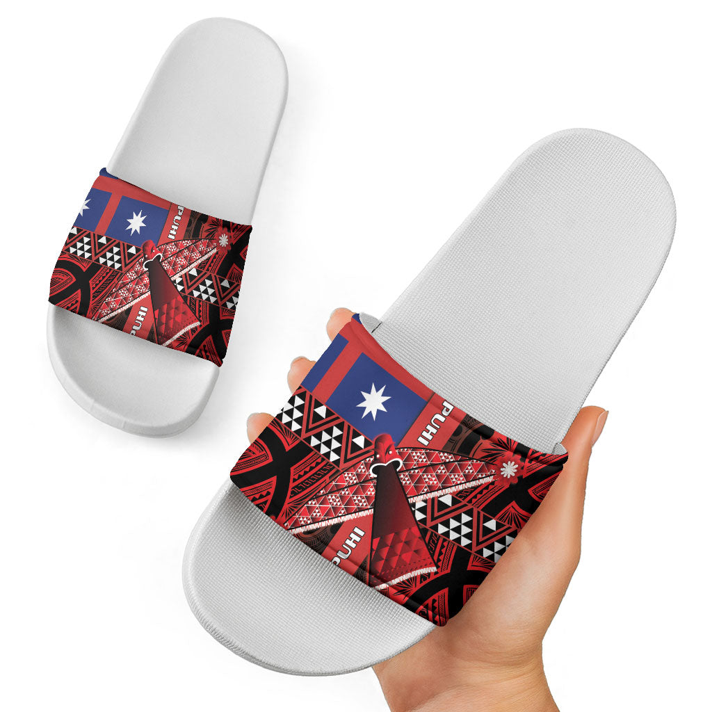 Aotearoa Iwi Ngapuhi Slide Sandals Tuhoronuku Kite United Tribes Flag Maori Pattern