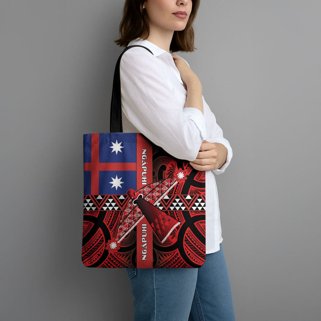 Aotearoa Iwi Ngapuhi Tote Bag Tuhoronuku Kite United Tribes Flag Maori Pattern