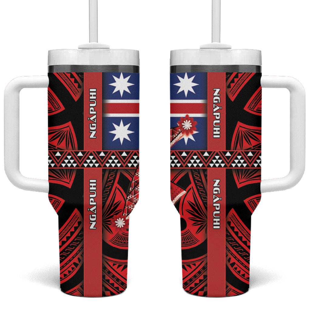 Aotearoa Iwi Ngapuhi Tumbler With Handle Tuhoronuku Kite United Tribes Flag Maori Pattern LT22 One Size: 40 oz Red - Polynesian Pride