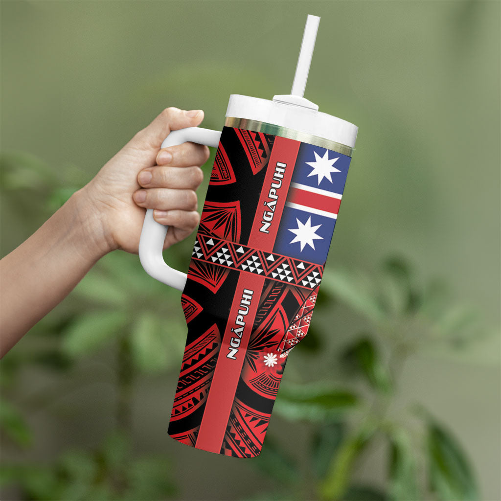 Aotearoa Iwi Ngapuhi Tumbler With Handle Tuhoronuku Kite United Tribes Flag Maori Pattern