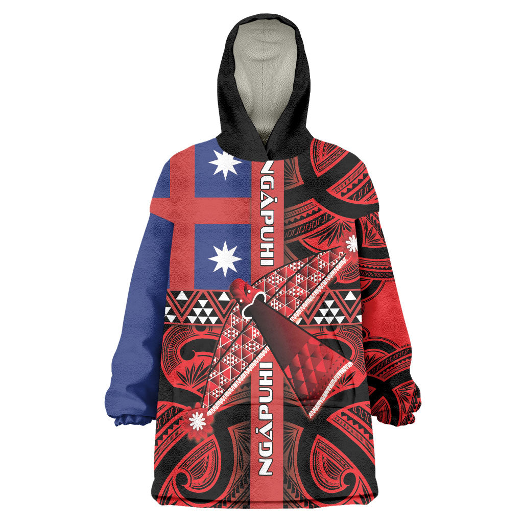 Aotearoa Iwi Ngapuhi Wearable Blanket Hoodie Tuhoronuku Kite United Tribes Flag Maori Pattern