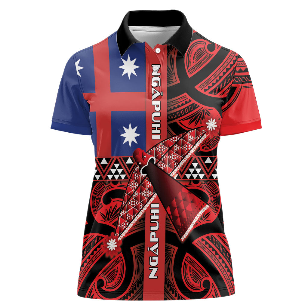 Aotearoa Iwi Ngapuhi Women Polo Shirt Tuhoronuku Kite United Tribes Flag Maori Pattern