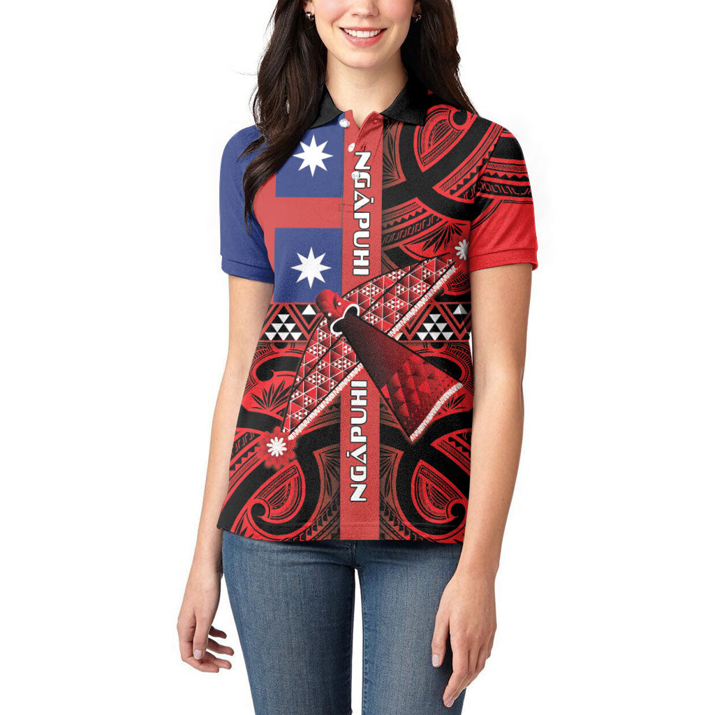 Aotearoa Iwi Ngapuhi Women Polo Shirt Tuhoronuku Kite United Tribes Flag Maori Pattern