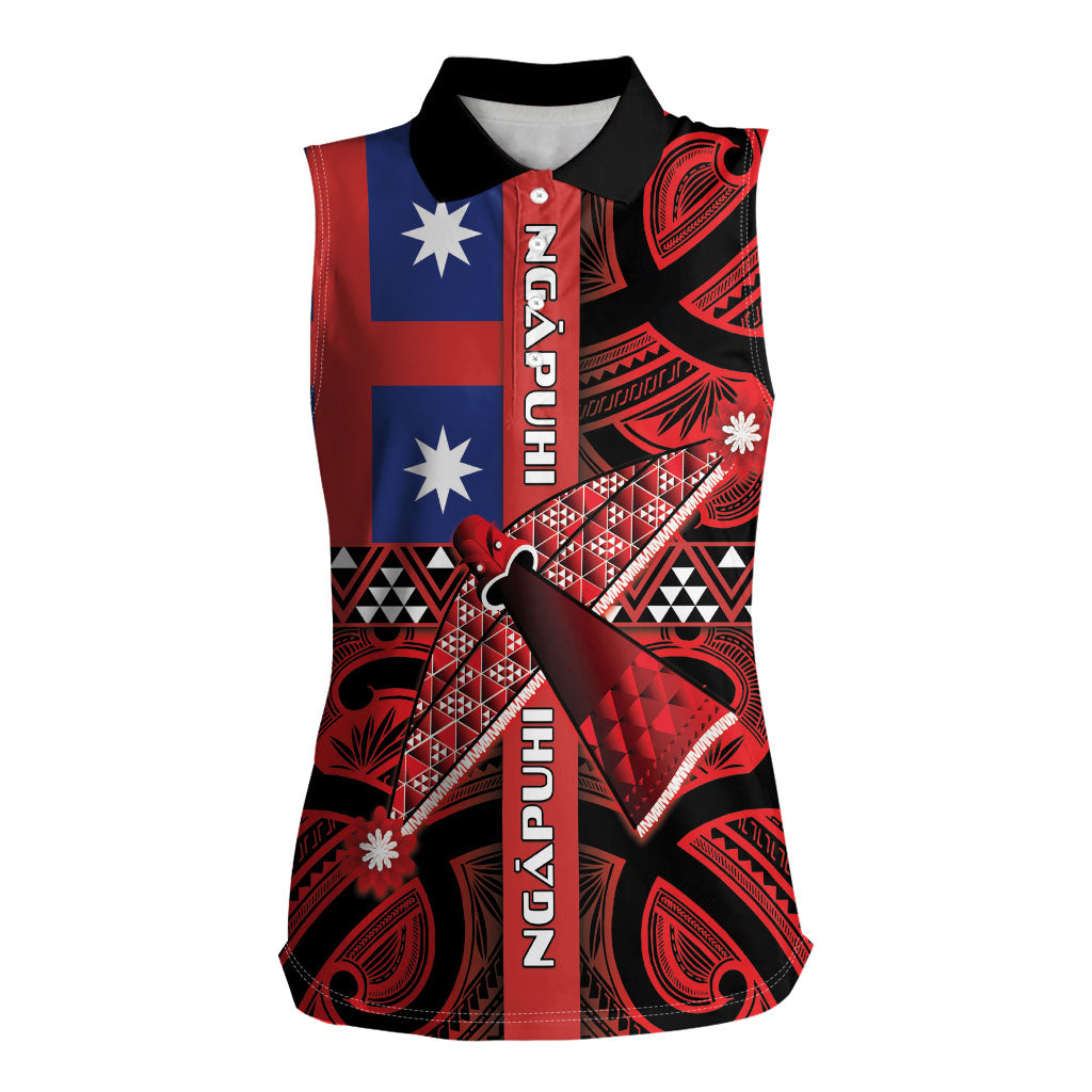 Aotearoa Iwi Ngapuhi Women Sleeveless Polo Shirt Tuhoronuku Kite United Tribes Flag Maori Pattern