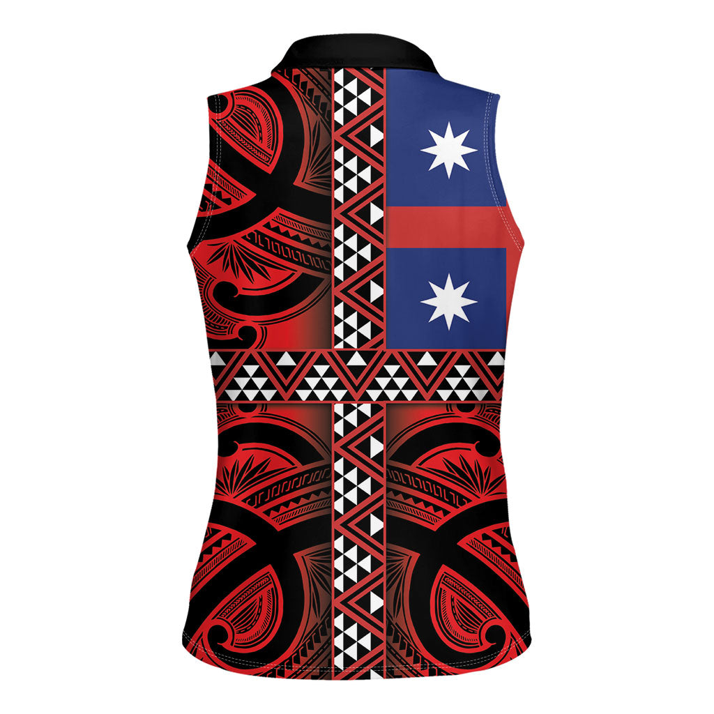Aotearoa Iwi Ngapuhi Women Sleeveless Polo Shirt Tuhoronuku Kite United Tribes Flag Maori Pattern