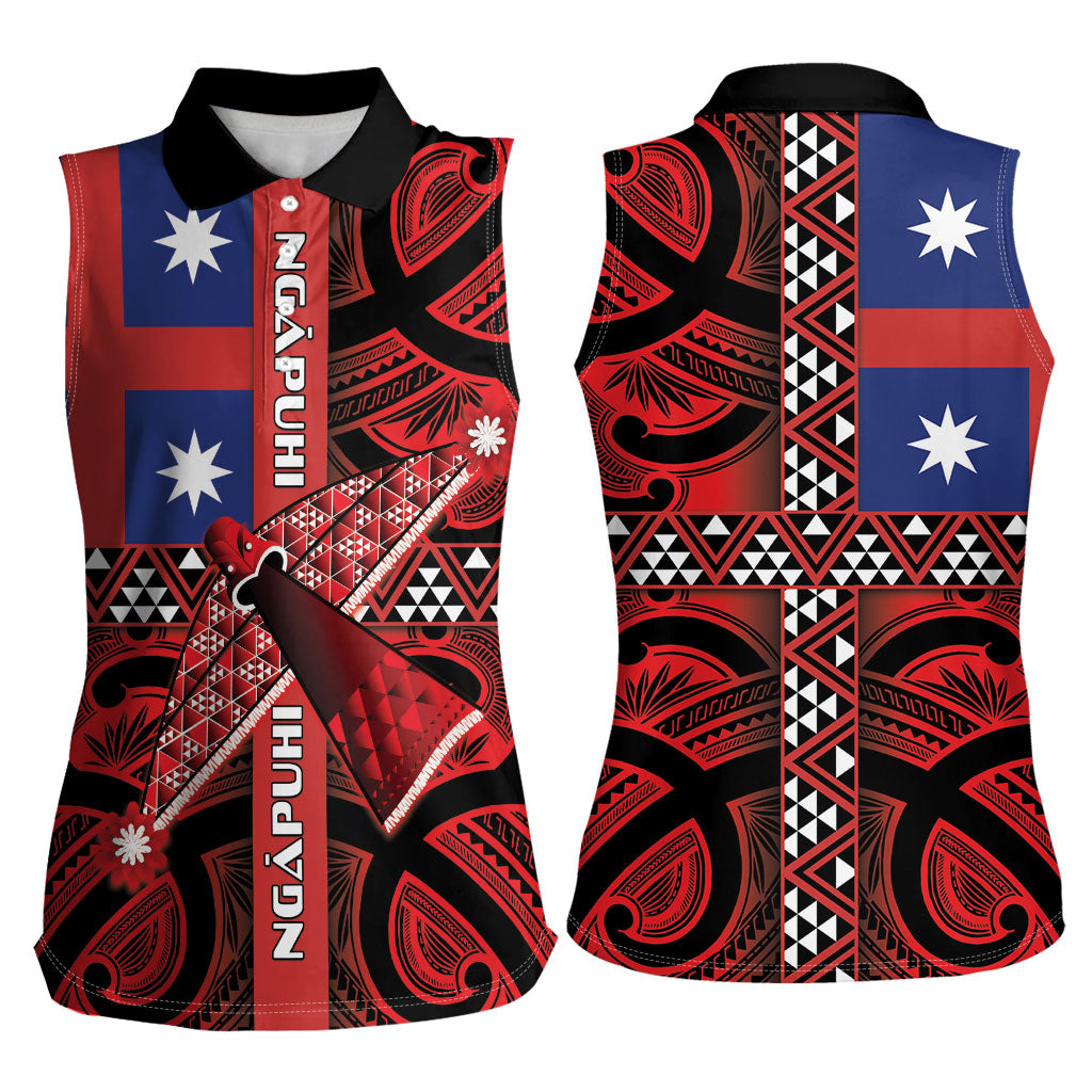 Aotearoa Iwi Ngapuhi Women Sleeveless Polo Shirt Tuhoronuku Kite United Tribes Flag Maori Pattern
