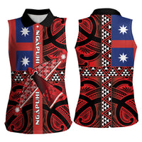 Aotearoa Iwi Ngapuhi Women Sleeveless Polo Shirt Tuhoronuku Kite United Tribes Flag Maori Pattern