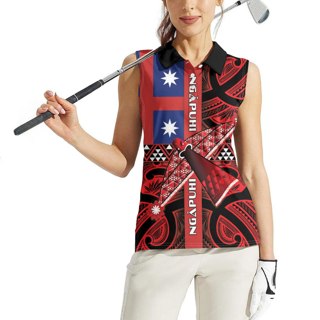 Aotearoa Iwi Ngapuhi Women Sleeveless Polo Shirt Tuhoronuku Kite United Tribes Flag Maori Pattern