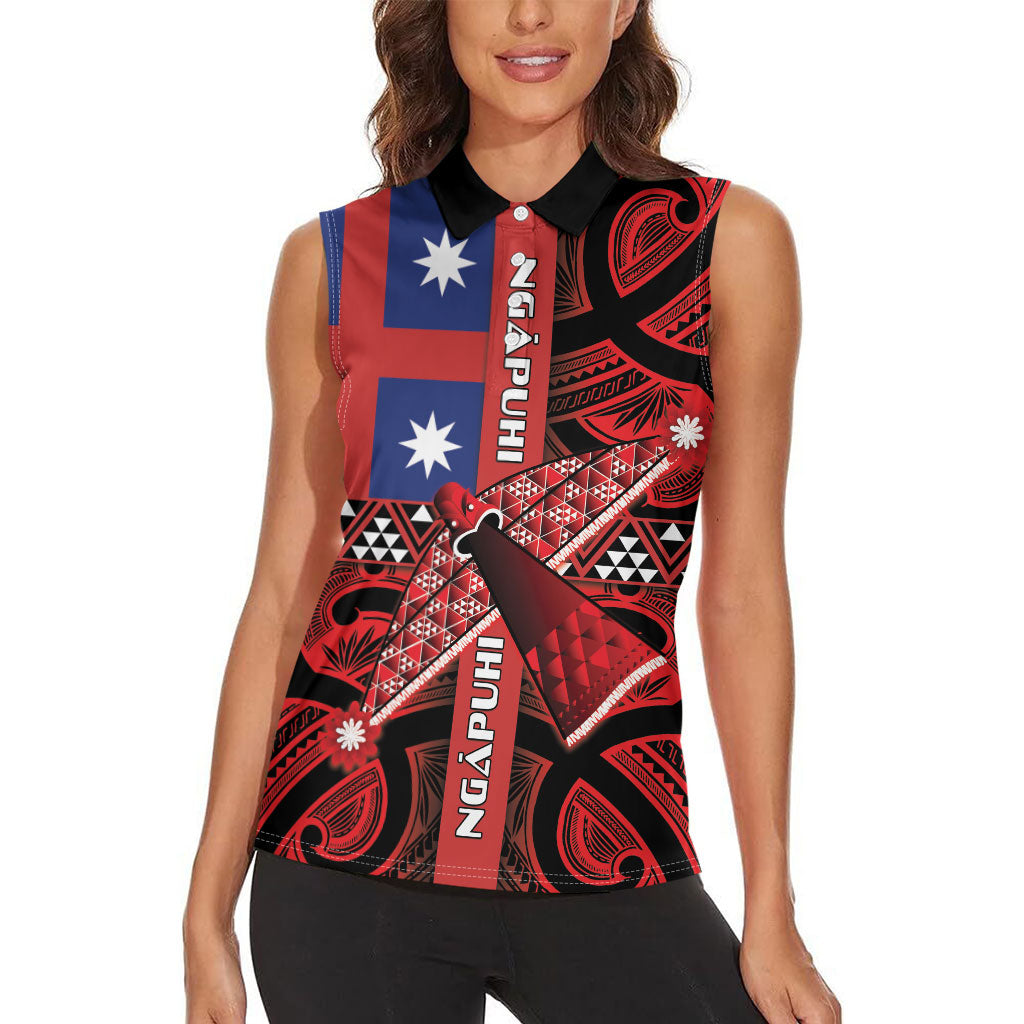 Aotearoa Iwi Ngapuhi Women Sleeveless Polo Shirt Tuhoronuku Kite United Tribes Flag Maori Pattern