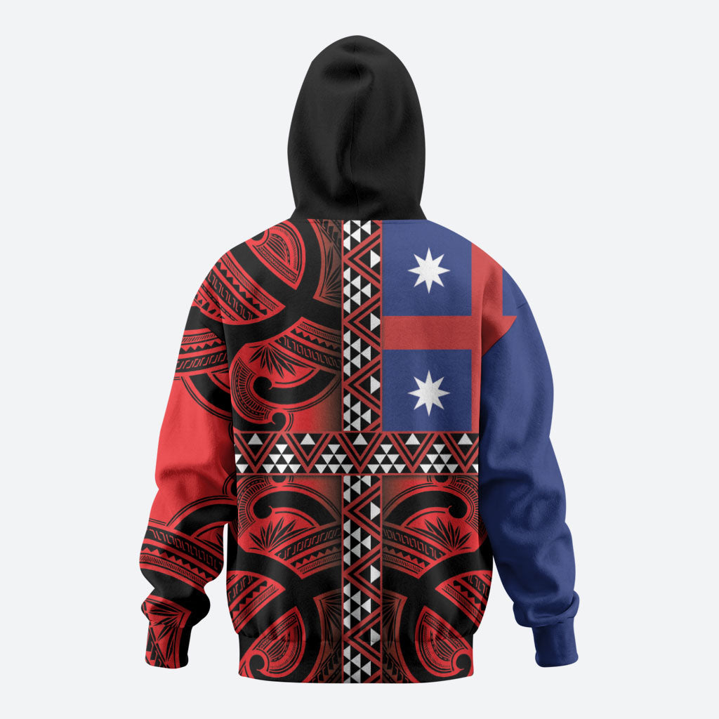 Aotearoa Iwi Ngapuhi Zip Hoodie Tuhoronuku Kite United Tribes Flag Maori Pattern