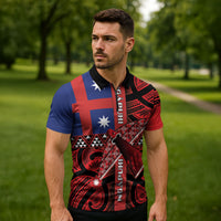 Aotearoa Iwi Ngapuhi Zipper Polo Shirt Tuhoronuku Kite United Tribes Flag Maori Pattern