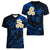 Personalised Niihau Hawaii Women V Neck T Shirt Polynesian Tattoo and Pacific Plumeria Blue Vibe LT9 - Polynesian Pride