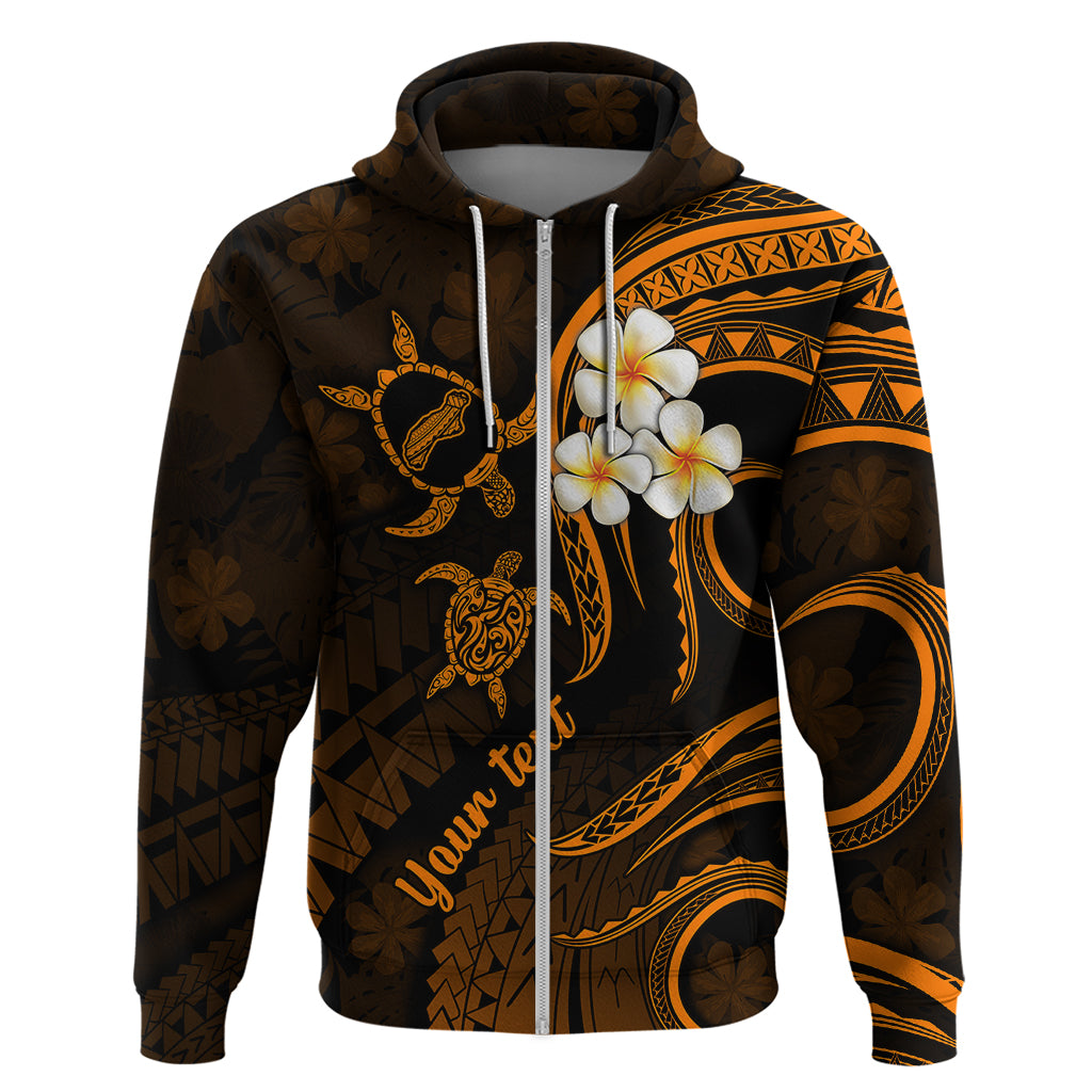 Custom Niihau Hawaii Hoodie Polynesian Tattoo and Pacific Plumeria Gold Vibe LT9 Zip Hoodie Gold - Polynesian Pride