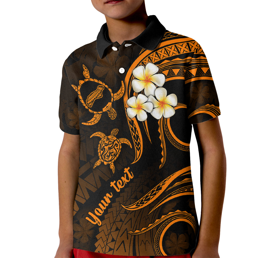 Personalised Niihau Hawaii Kid Polo Shirt Polynesian Tattoo and Pacific Plumeria Gold Vibe LT9 Kid Gold - Polynesian Pride