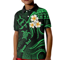 Personalised Niihau Hawaii Kid Polo Shirt Polynesian Tattoo and Pacific Plumeria Green Vibe LT9 Kid Green - Polynesian Pride