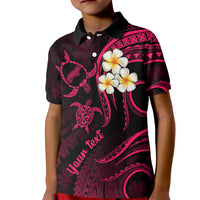 Personalised Niihau Hawaii Kid Polo Shirt Polynesian Tattoo and Pacific Plumeria Pink Vibe LT9 Kid Pink - Polynesian Pride