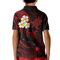 Personalised Niihau Hawaii Kid Polo Shirt Polynesian Tattoo and Pacific Plumeria Red Vibe LT9 - Polynesian Pride