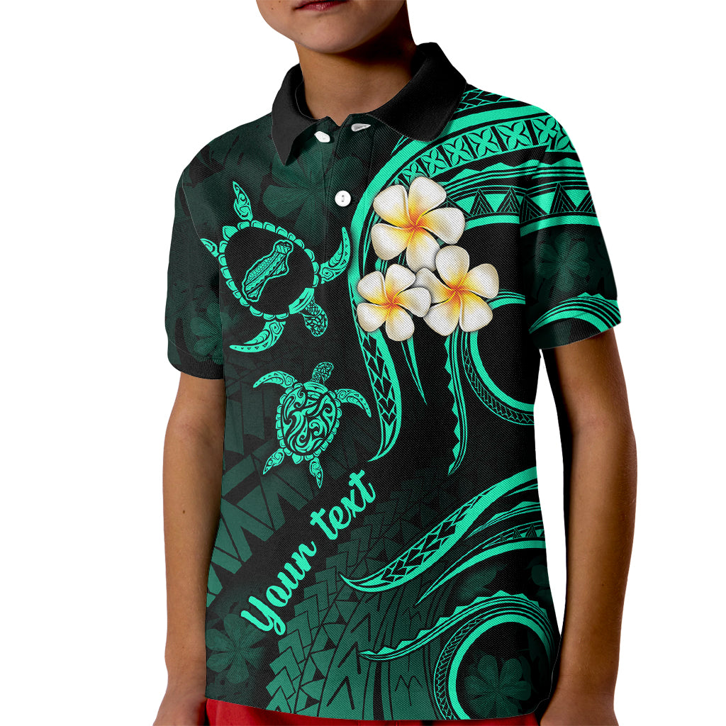 Personalised Niihau Hawaii Kid Polo Shirt Polynesian Tattoo and Pacific Plumeria Turquoise Vibe LT9 Kid Turquoise - Polynesian Pride