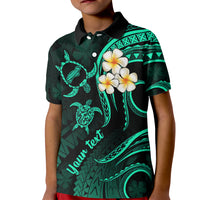 Personalised Niihau Hawaii Kid Polo Shirt Polynesian Tattoo and Pacific Plumeria Turquoise Vibe LT9 Kid Turquoise - Polynesian Pride