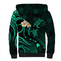 Personalised Niihau Hawaii Sherpa Hoodie Polynesian Tattoo and Pacific Plumeria Turquoise Vibe LT9 - Polynesian Pride