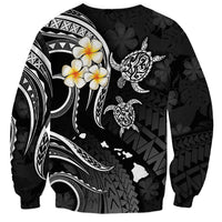 Personalised Niihau Hawaii Sweatshirt Polynesian Tattoo and Pacific Plumeria White Vibe LT9 - Polynesian Pride