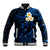 Personalised Molokai Hawaii Baseball Jacket Polynesian Tattoo and Pacific Plumeria Blue Vibe LT9 Unisex Blue - Polynesian Pride