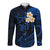 Personalised Molokai Hawaii Long Sleeve Button Shirt Polynesian Tattoo and Pacific Plumeria Blue Vibe LT9 Unisex Blue - Polynesian Pride