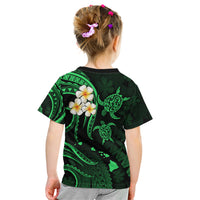 Personalised Molokai Hawaii Kid T Shirt Polynesian Tattoo and Pacific Plumeria Green Vibe LT9 - Polynesian Pride