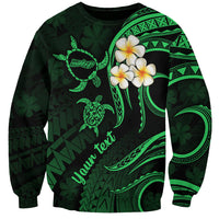 Personalised Molokai Hawaii Sweatshirt Polynesian Tattoo and Pacific Plumeria Green Vibe LT9 Unisex Green - Polynesian Pride