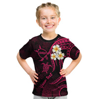 Personalised Molokai Hawaii Kid T Shirt Polynesian Tattoo and Pacific Plumeria Pink Vibe LT9 Pink - Polynesian Pride