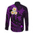 Personalised Molokai Hawaii Long Sleeve Button Shirt Polynesian Tattoo and Pacific Plumeria Purple Vibe LT9 - Polynesian Pride