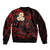 Personalised Molokai Hawaii Bomber Jacket Polynesian Tattoo and Pacific Plumeria Red Vibe LT9 - Polynesian Pride