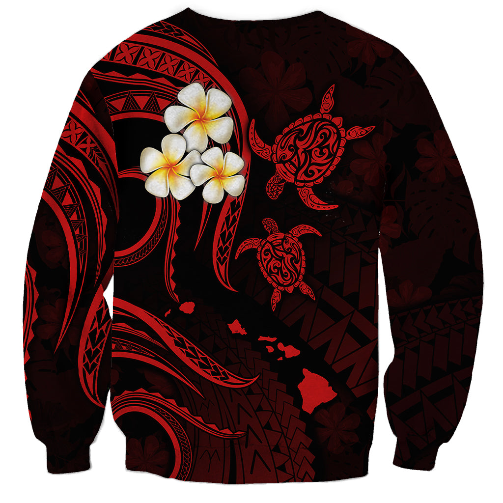 Personalised Molokai Hawaii Sweatshirt Polynesian Tattoo and Pacific Plumeria Red Vibe LT9 - Polynesian Pride