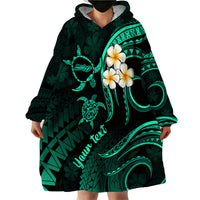 Personalised Molokai Hawaii Wearable Blanket Hoodie Polynesian Tattoo and Pacific Plumeria Turquoise Vibe LT9 - Polynesian Pride