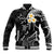 Personalised Molokai Hawaii Baseball Jacket Polynesian Tattoo and Pacific Plumeria White Vibe LT9 Unisex White - Polynesian Pride