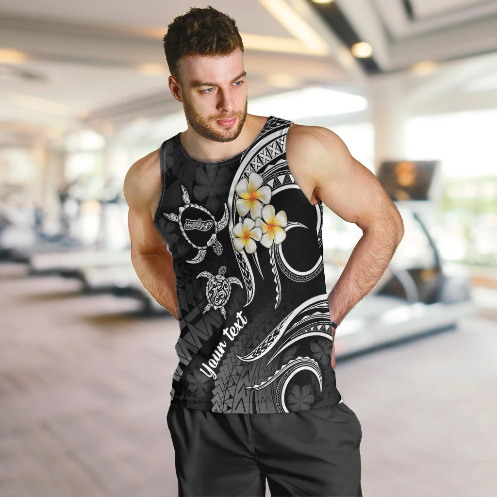 Personalised Molokai Hawaii Men Tank Top Polynesian Tattoo and Pacific Plumeria White Vibe LT9 - Polynesian Pride