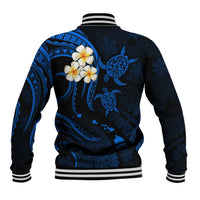 Personalised Lanai Hawaii Baseball Jacket Polynesian Tattoo and Pacific Plumeria Blue Vibe LT9 - Polynesian Pride
