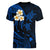 Personalised Lanai Hawaii Women V Neck T Shirt Polynesian Tattoo and Pacific Plumeria Blue Vibe LT9 - Polynesian Pride