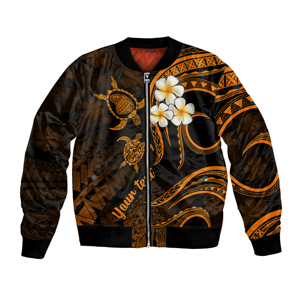 Personalised Lanai Hawaii Bomber Jacket Polynesian Tattoo and Pacific Plumeria Gold Vibe LT9 Unisex Gold - Polynesian Pride