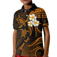 Personalised Lanai Hawaii Kid Polo Shirt Polynesian Tattoo and Pacific Plumeria Gold Vibe LT9 Kid Gold - Polynesian Pride