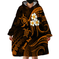 Personalised Lanai Hawaii Wearable Blanket Hoodie Polynesian Tattoo and Pacific Plumeria Gold Vibe LT9 - Polynesian Pride