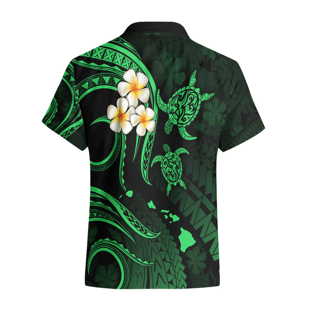 Personalised Lanai Hawaii Hawaiian Shirt Polynesian Tattoo and Pacific Plumeria Green Vibe LT9 - Polynesian Pride