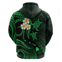 Custom Lanai Hawaii Hoodie Polynesian Tattoo and Pacific Plumeria Green Vibe LT9 - Polynesian Pride