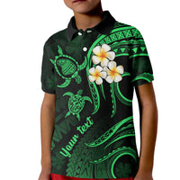 Personalised Lanai Hawaii Kid Polo Shirt Polynesian Tattoo and Pacific Plumeria Green Vibe LT9 Kid Green - Polynesian Pride