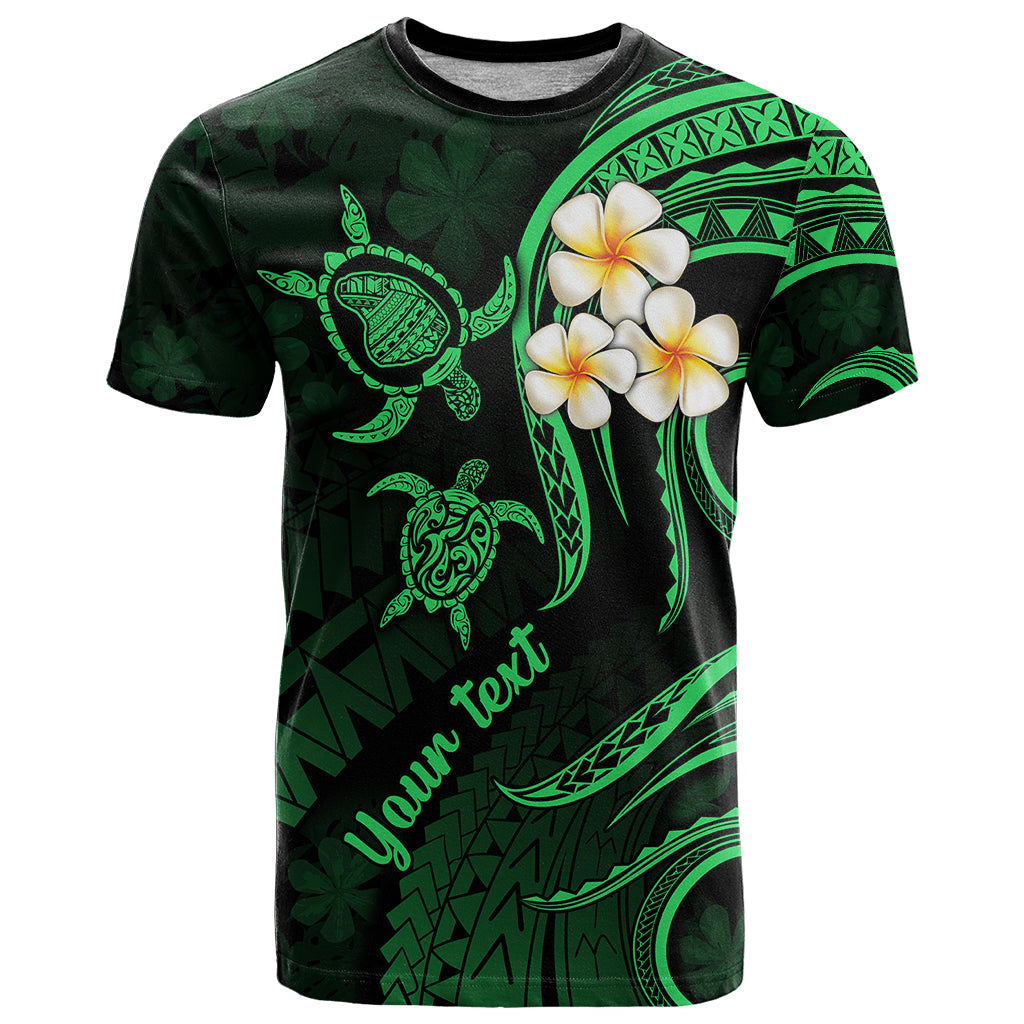 Custom Lanai Hawaii T Shirt Polynesian Tattoo and Pacific Plumeria Green Vibe LT9 Green - Polynesian Pride